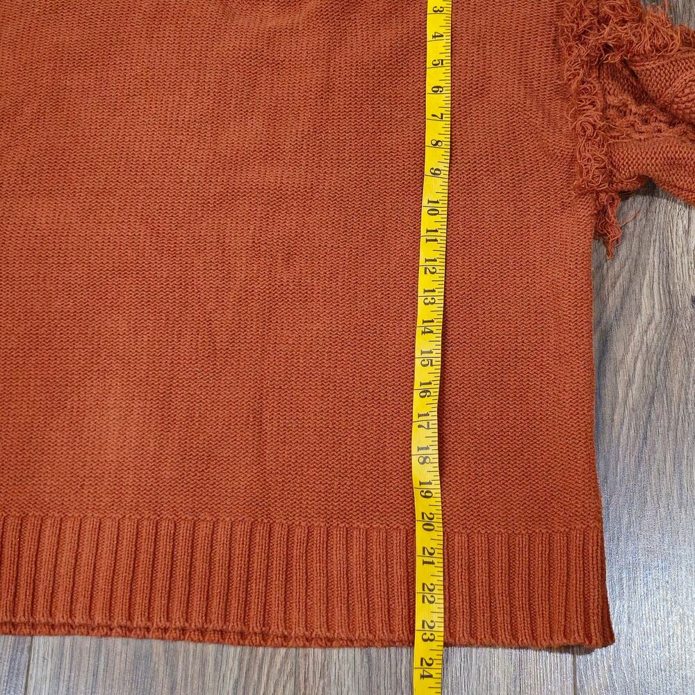 A.n.a Sweater Women's Size L Puffy Fringe long Sleeves Rustic Brown Cotton Blend - Picture 7 of 7